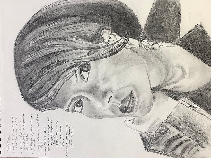 Un premier portrait 3/4 mieux construit en format A3 - 27/09/22