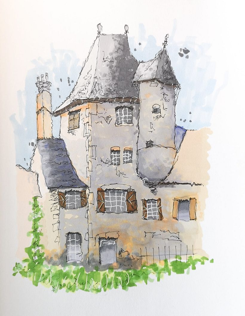 Mein Abschlussprojekt für den Kurs: Expressive Architekturskizzen mit Markern 2
