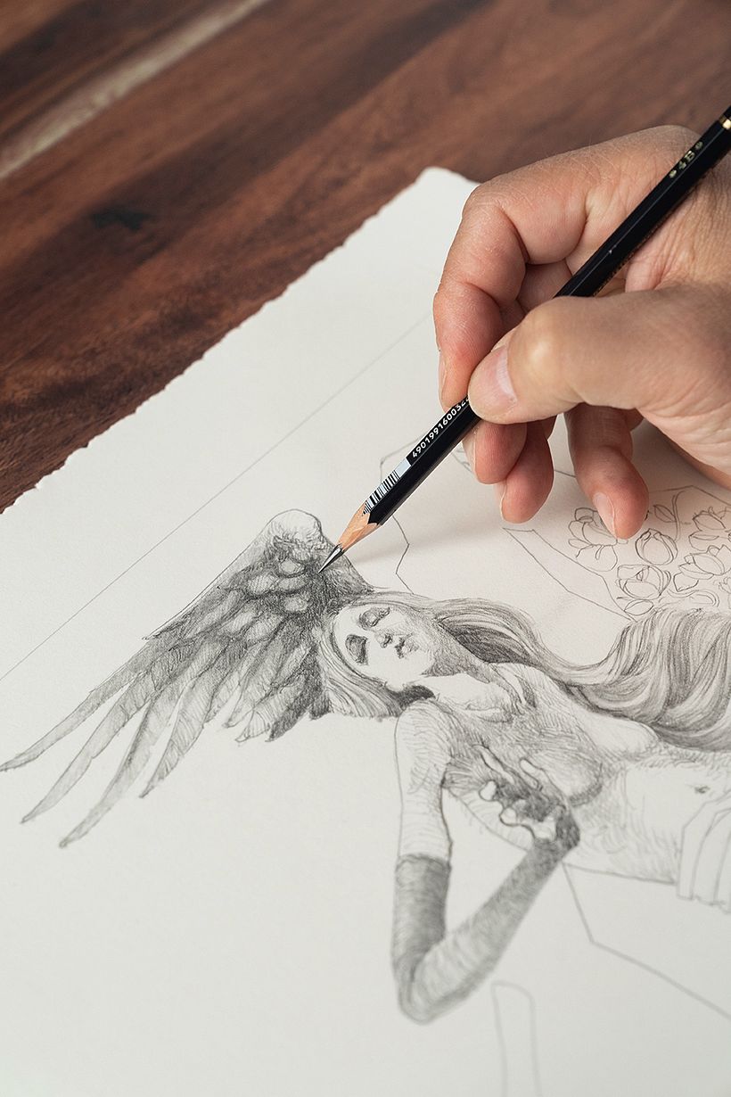 First areas of tone, using a 4b pencil to build tone