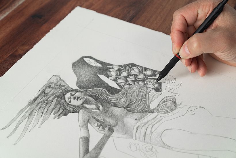 A harder HB .5 mechanical pencil can help to blend tone that has previously been drawn with a softer pencil