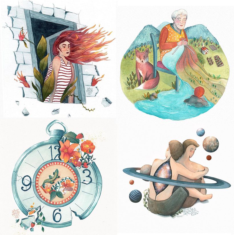 Mundos flotantes de acuarela 4