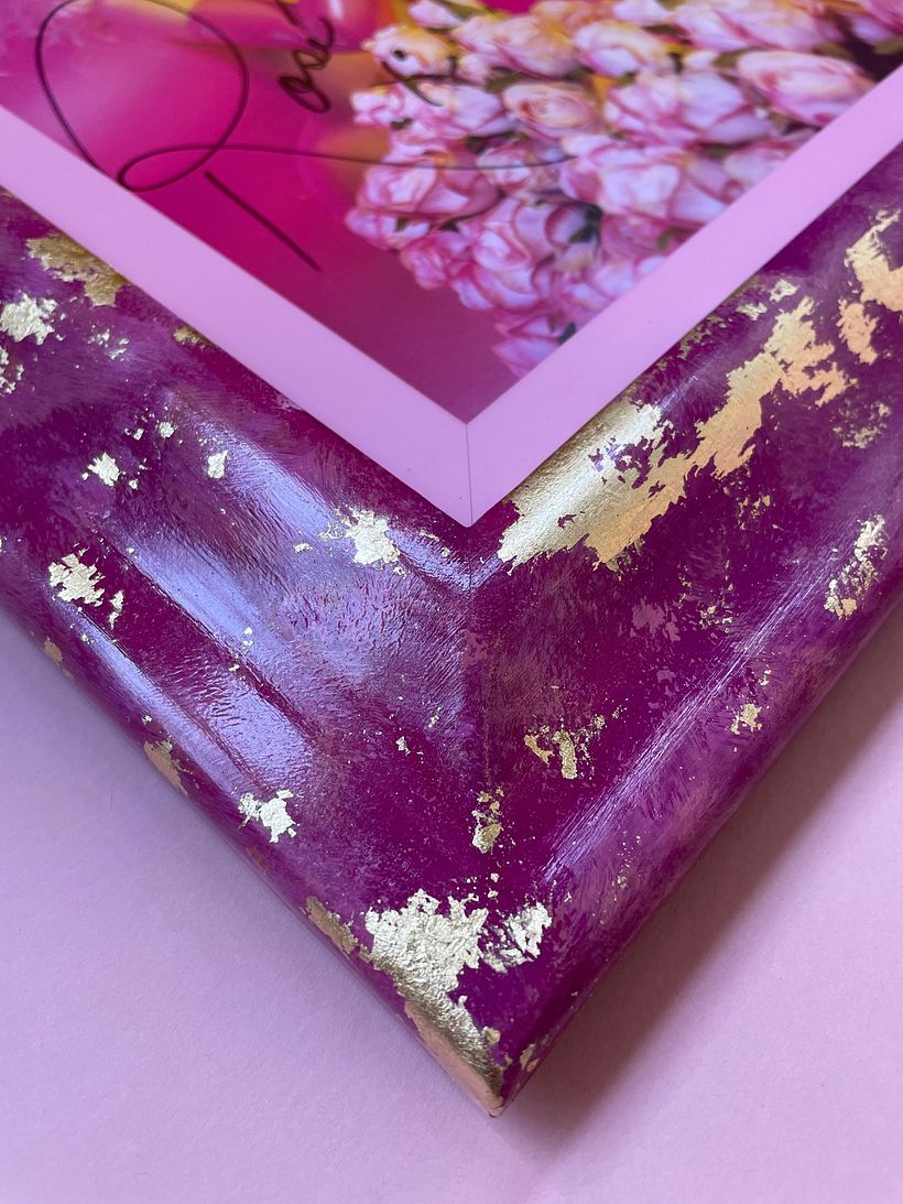 Gesso and gold metal leaf frame for drag photo 1