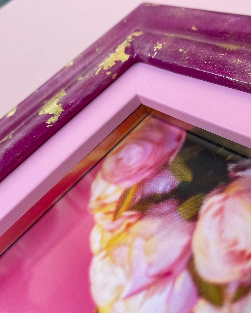 Gesso and gold metal leaf frame for drag photo 2