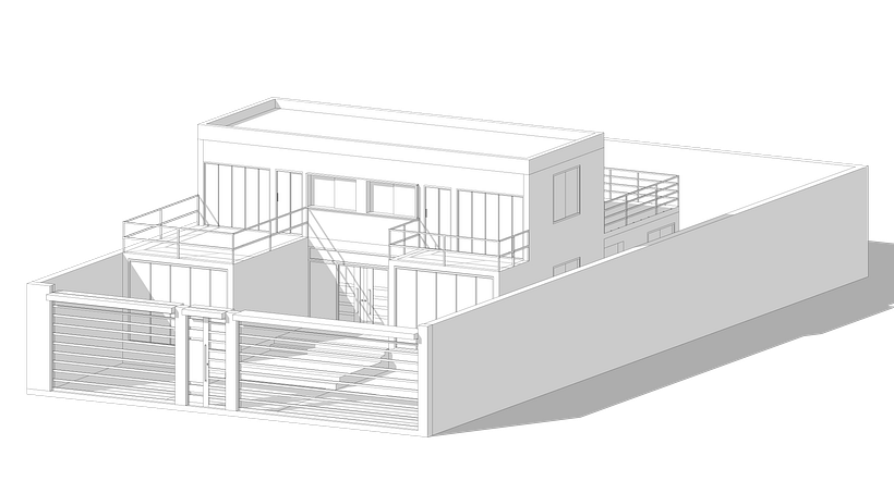 Axonometrica de modelo 3d realizado en sketchup