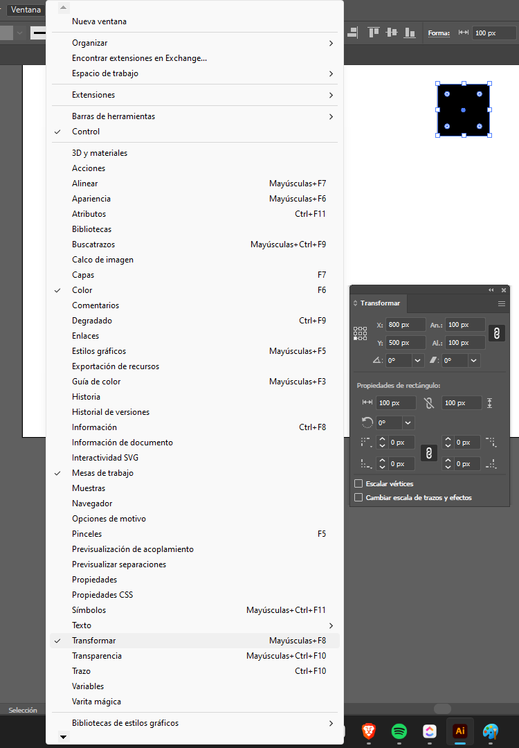 X e Y en Illustrator 5