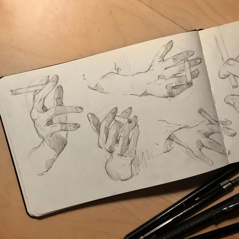 Hand sketching exercice / Ejercicio de boceteando de manos 1