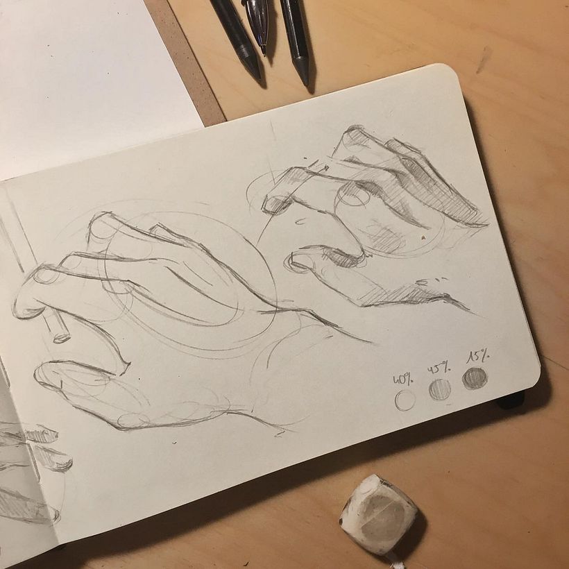 Hand sketching exercice / Ejercicio de boceteando de manos 2