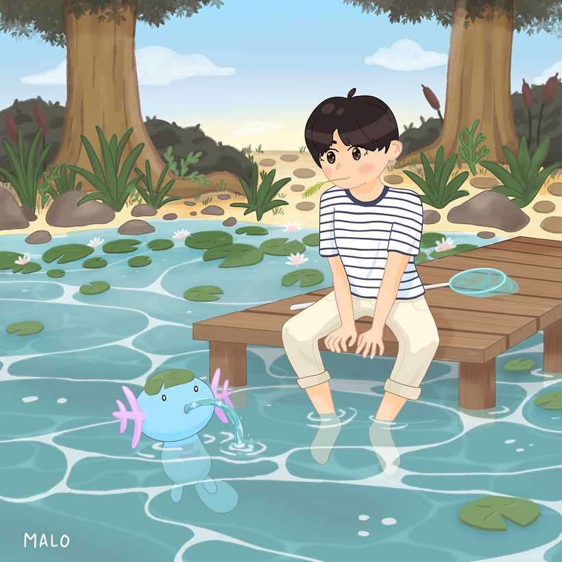 Fanart Yoongi from BTS x Wooper from Pokemon - 2021