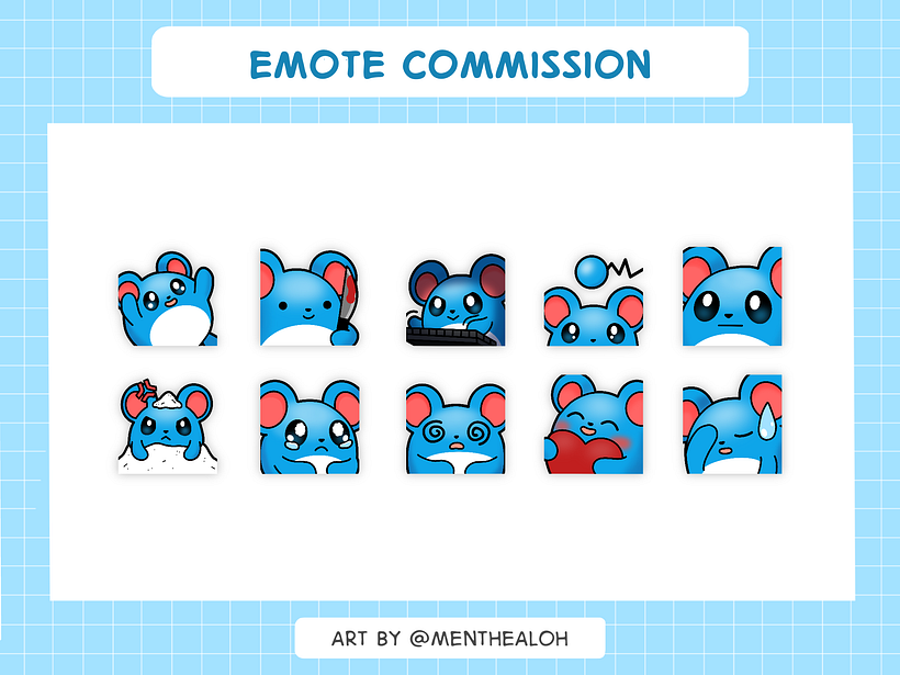 Marill emotes commissioned by a friend - 2022