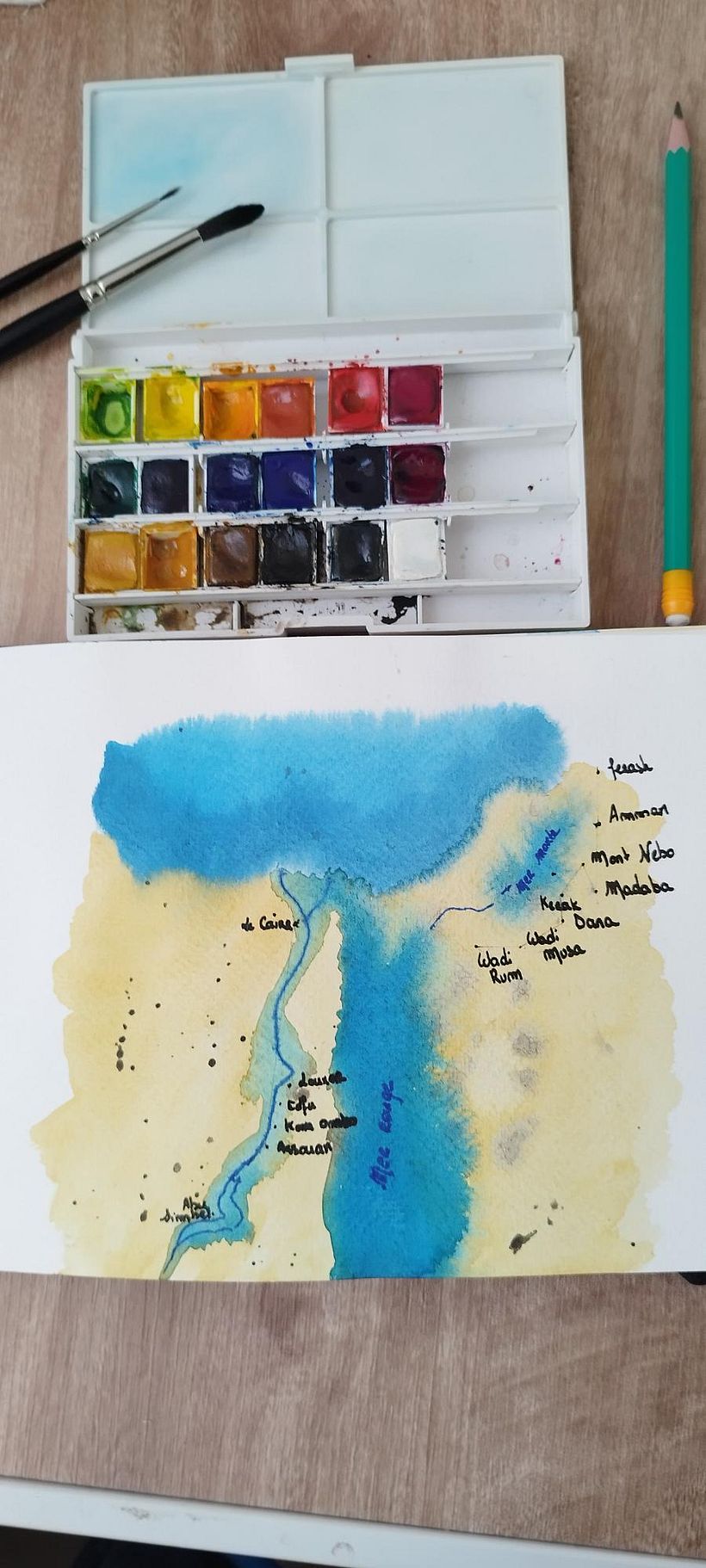 Carte des trajets : Jordanie et Egypte