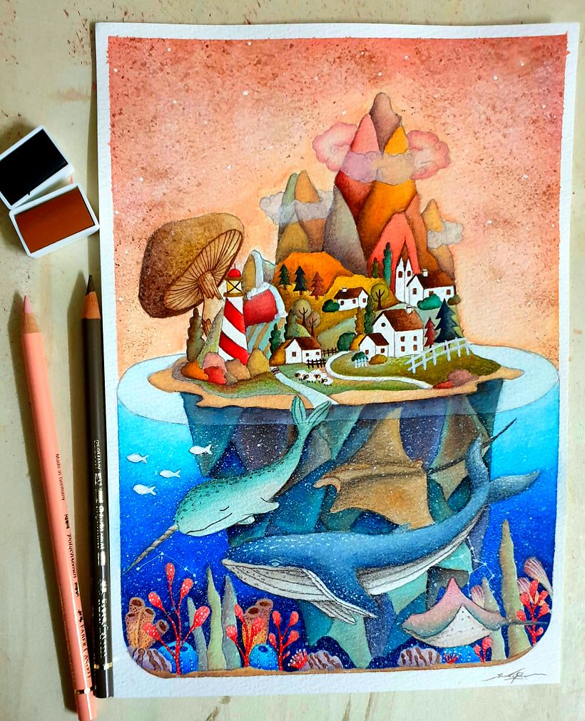 Using watercolour and faber-castell polychromos