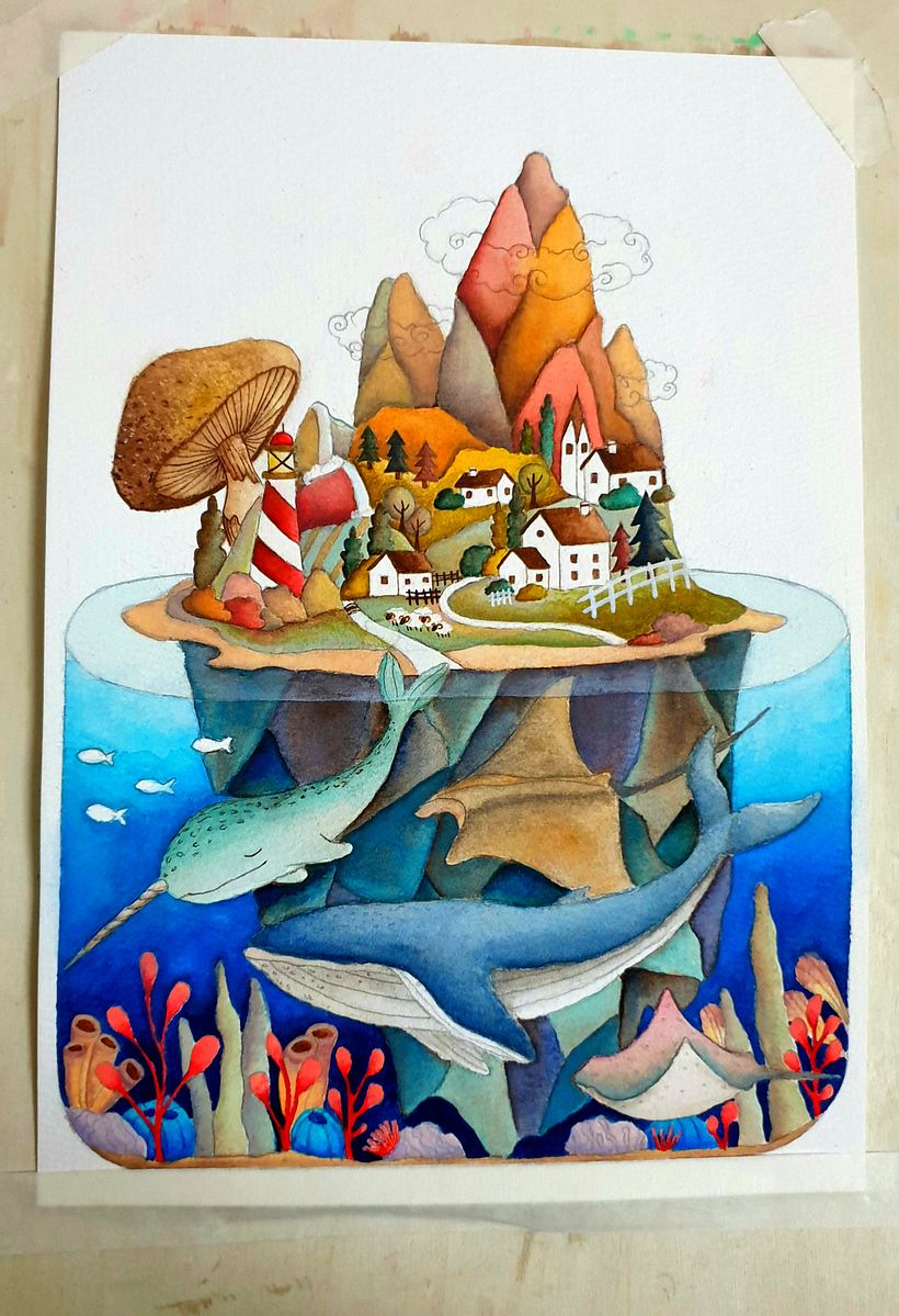 My project for course: Watercolor Techniques for Dreamlike Illustrations 5