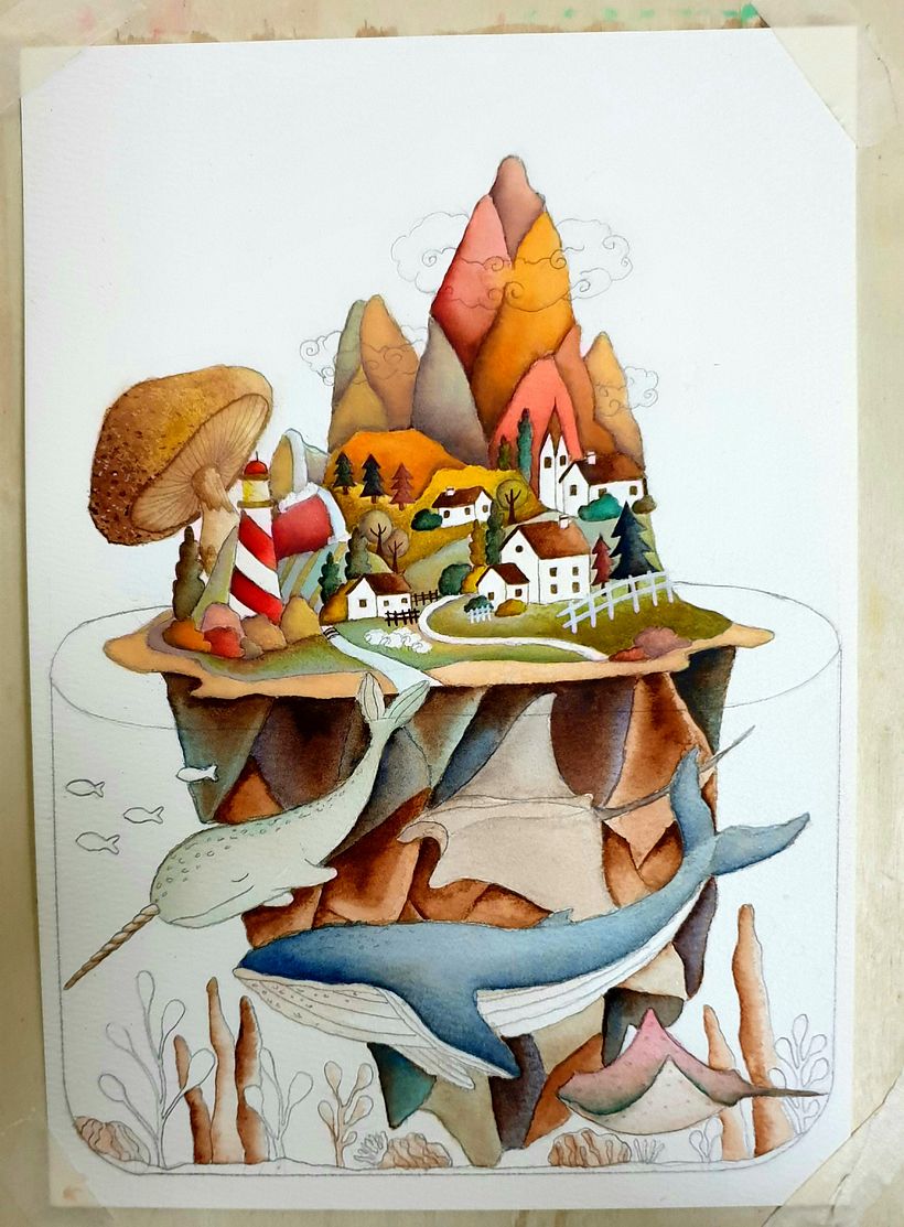 My project for course: Watercolor Techniques for Dreamlike Illustrations 6