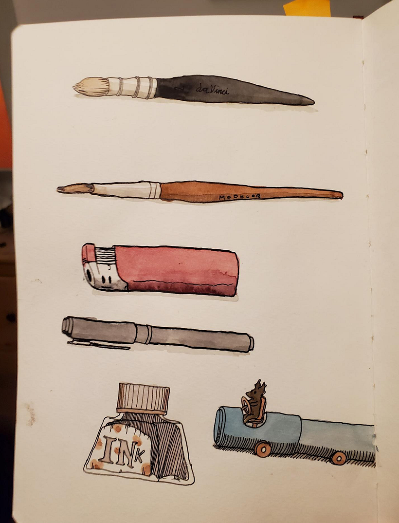 Mein Abschlussprojekt für den Kurs: Die Sketching Kunst: Transformiere Skizzen in Kunst - Prozess und Fuchshaus - Traditionelle Illustration