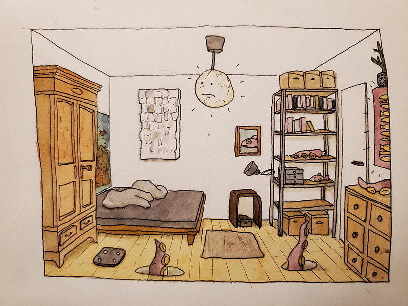 Mein Abschlussprojekt für den Kurs: Die Sketching Kunst: Transformiere Skizzen in Kunst - Prozess und Fuchshaus - Traditionelle Illustration
