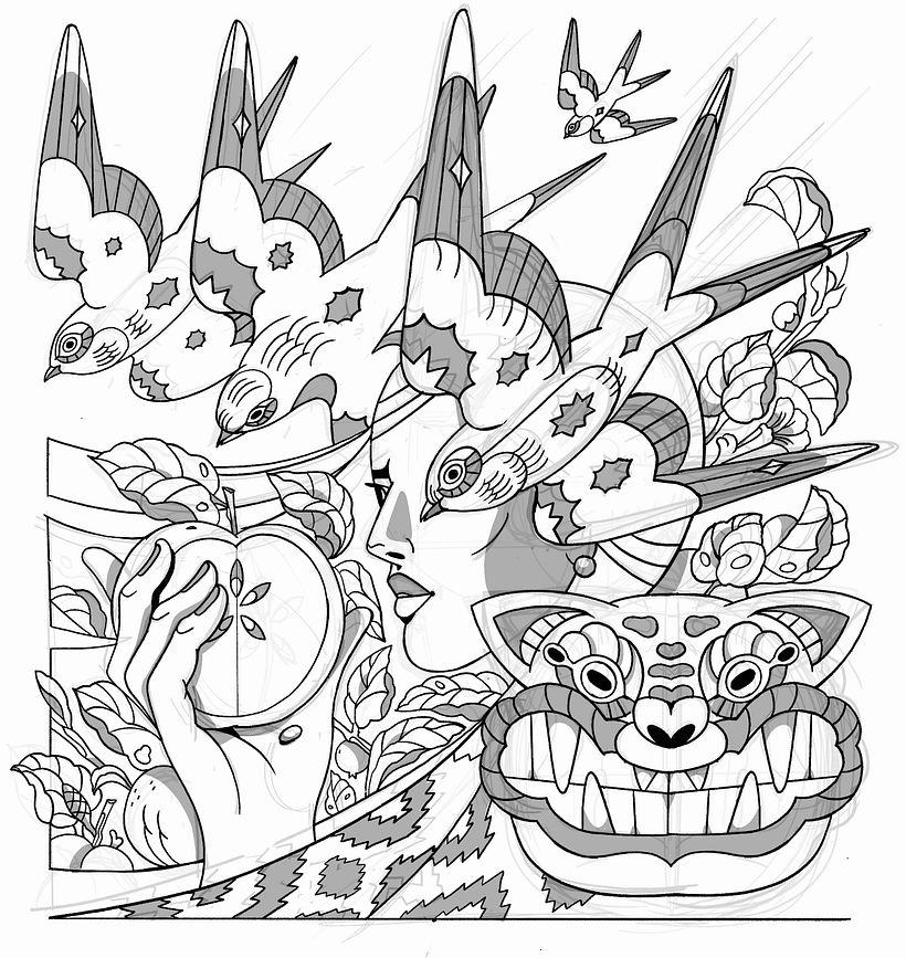 Con la idea clara de lo que voy a hacer comienzo a hacer mi dibujo, el que utilizaré para digitalizar.