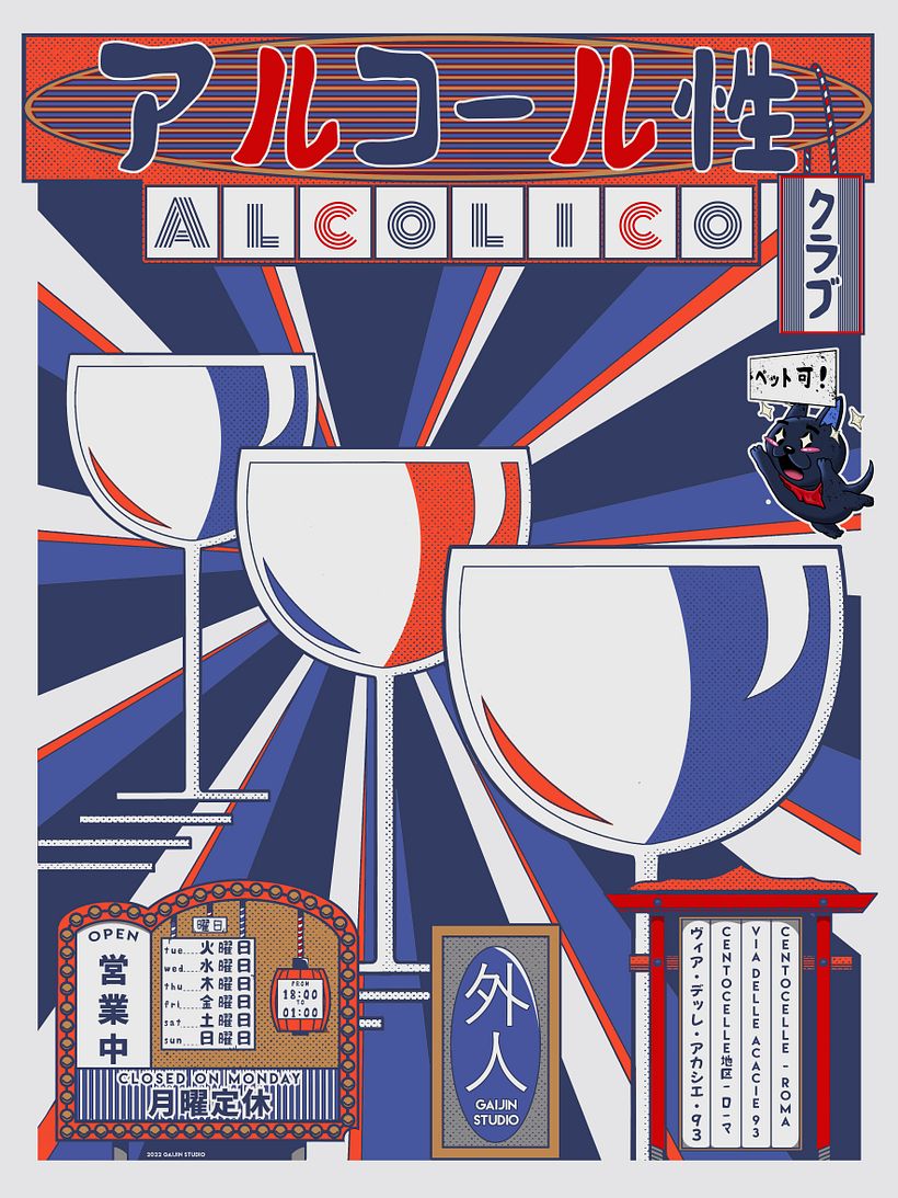 fatta la colorazione, aggiunta la mascotte del pub (il cane), e il nome della mia pagina instagram