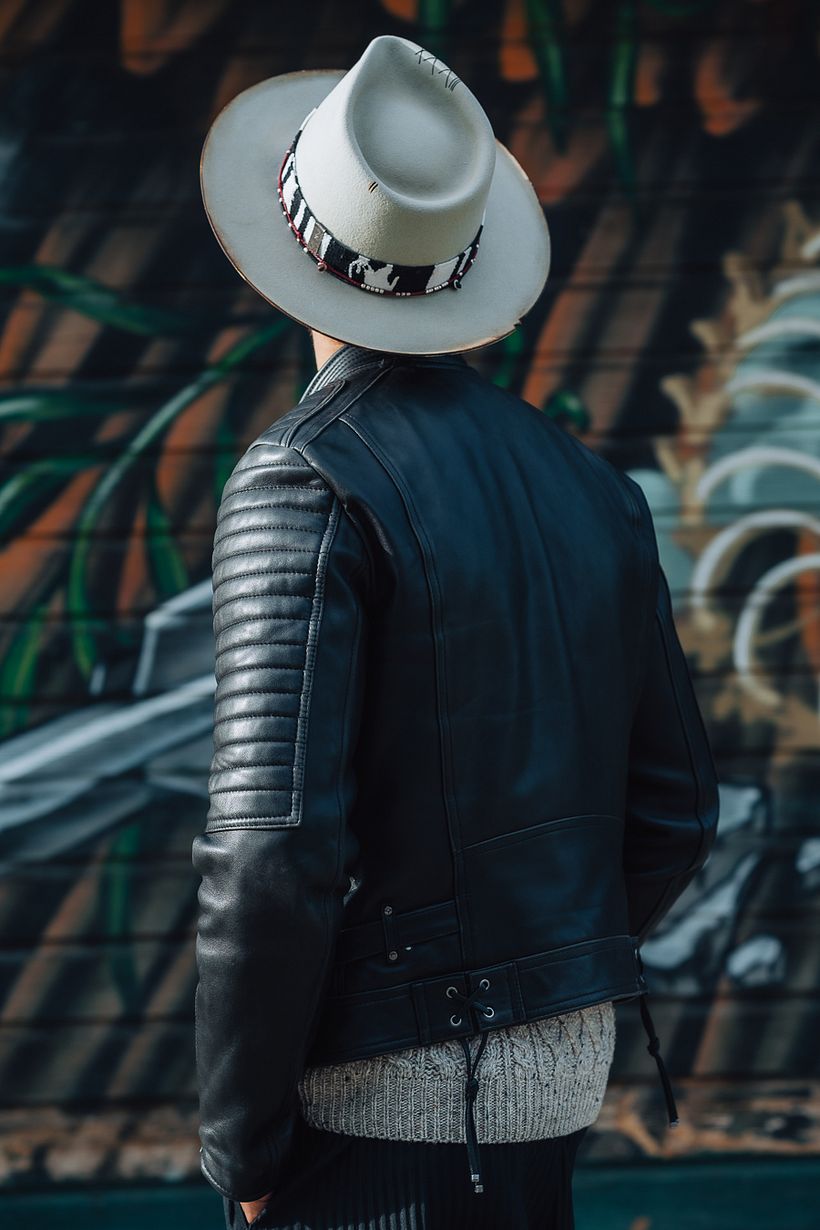 Off White Fedora with handwoven Guatemalan Fabric  4