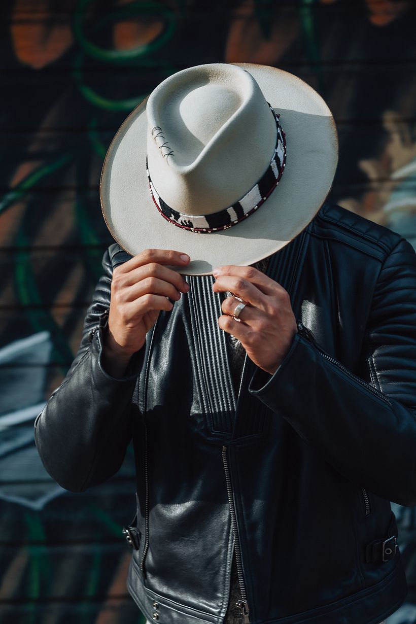 Off White Fedora with handwoven Guatemalan Fabric  7