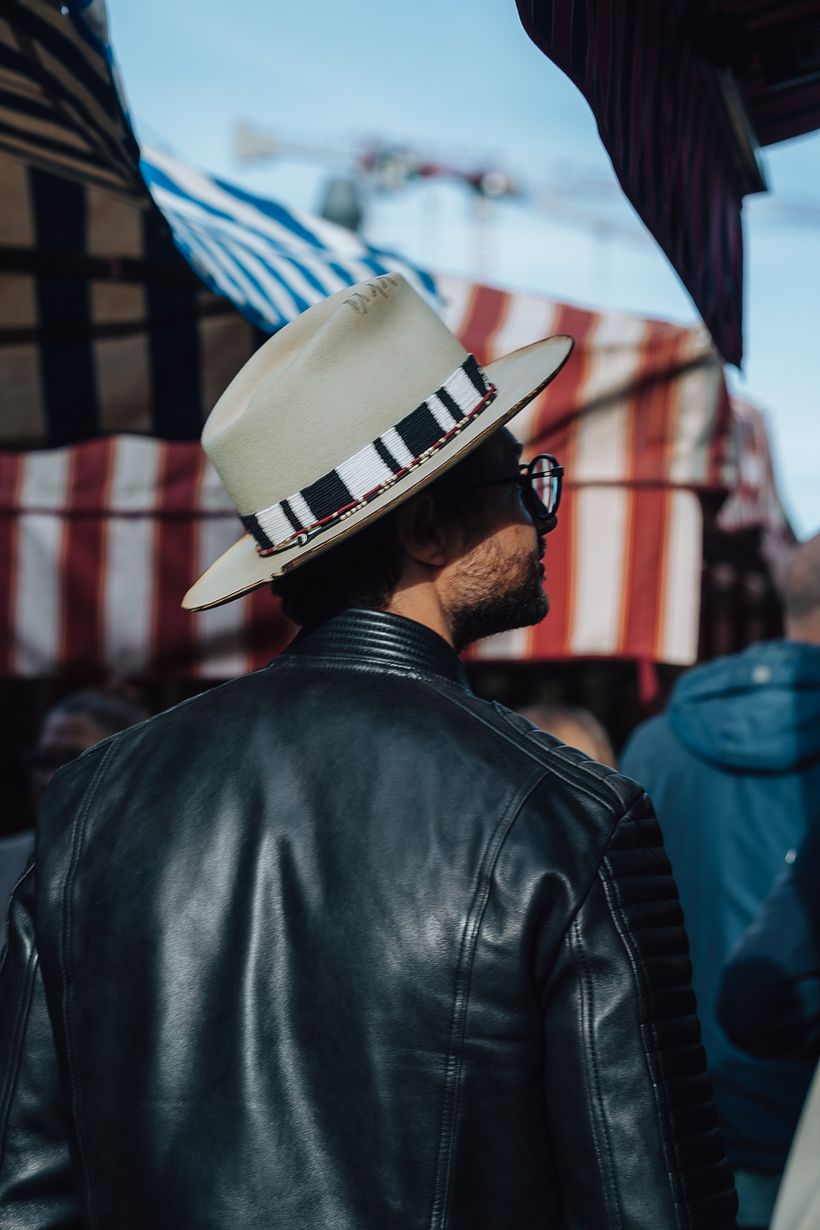 Off White Fedora with handwoven Guatemalan Fabric  9