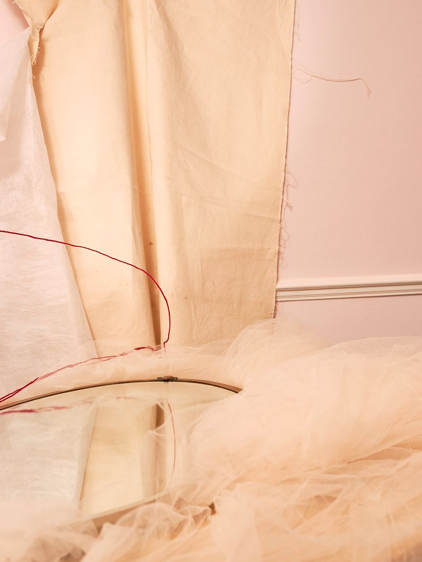 softer fabric was used to disguise the mirror.