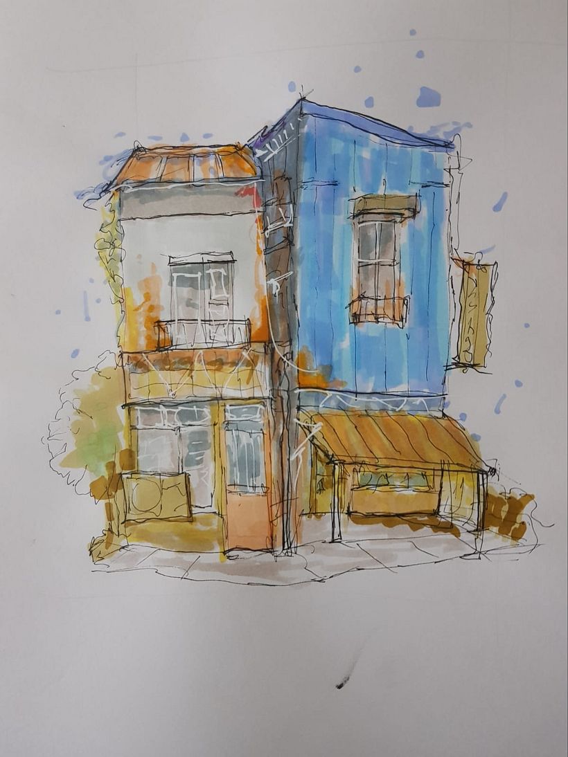 Mi proyecto del curso: Dibujo arquitectónico expresivo con marcadores de colores 3