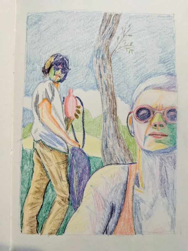 La prima versione - tutta a matite colorate