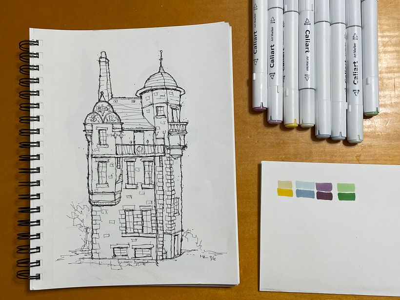 Color Palette for sketch #2.  Attempting to make stiffer sketch more whimsical with colors.