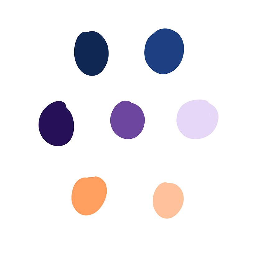 I imagined a nighttime scene at a cemetery, so selected blues, purples, and oranges for my color palette.