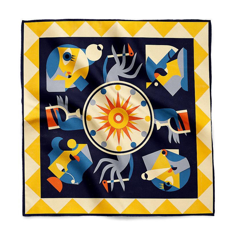 Roman Muradov scarf, a fashion tribute to Fortunato Depero