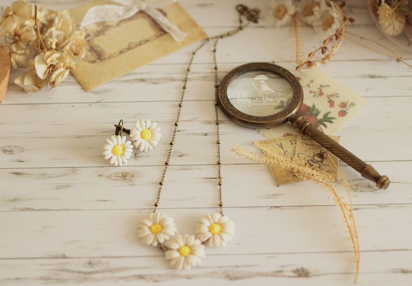 Anéis e Colares com Flores em Polymer Clay  4