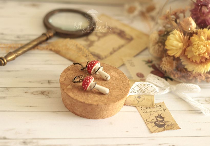 Brincos de Cogumelo em Polymer Clay 2