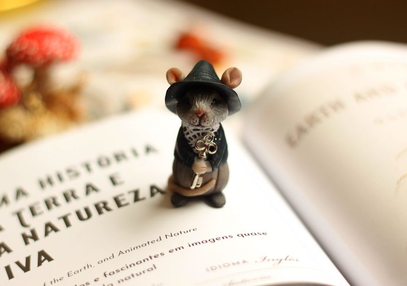 Rato Bruxinho - escultura em polymer clay (5 cm) 3