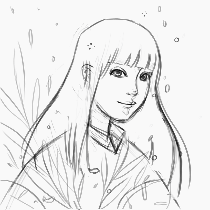 To prepare the animation, I roughly draw the planned animation with outlines.