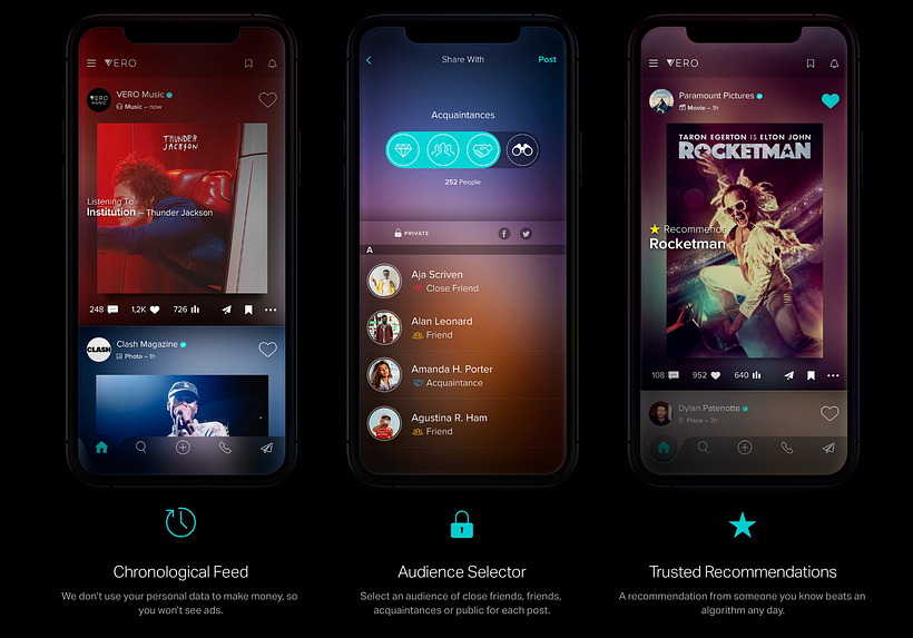 Una muestra de las características principales de Vero.