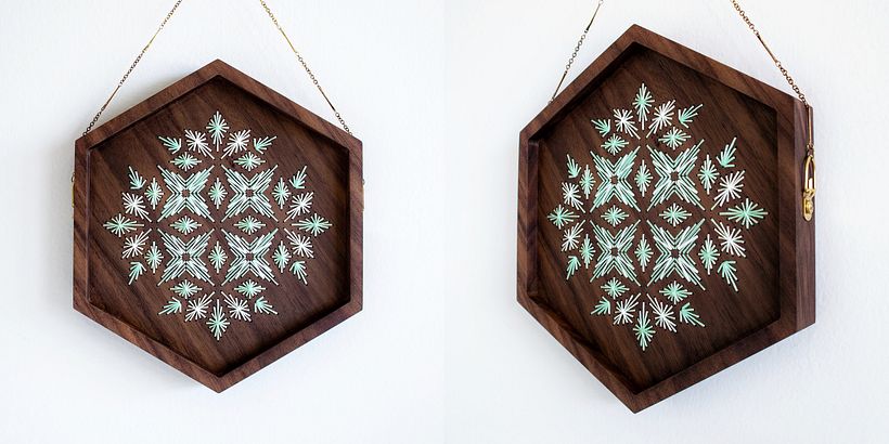 Original wood embroidery on Walnut.