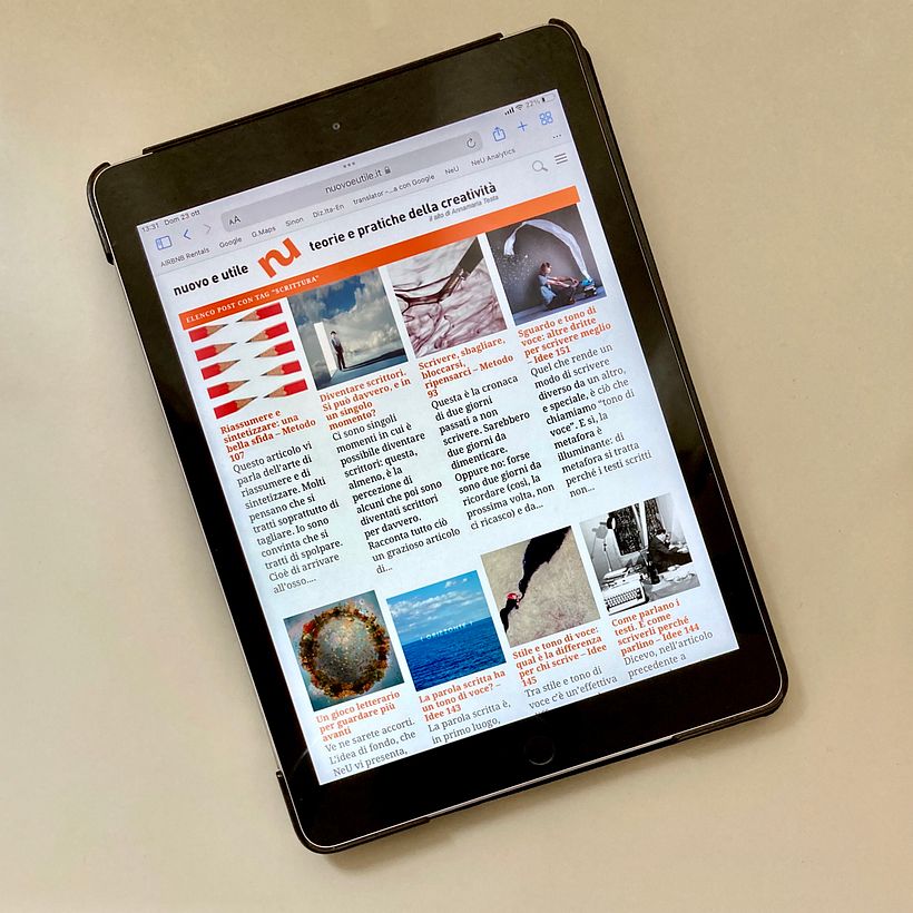 Nuovoeutile, sito: https://nuovoeutile.it. Oltre 700 articoli su creatività, comunicazione, scrittura e dintorni. 1