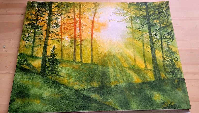 Eu estou muito feliz com o meu projeto até aqui. Sempre quis pintar aquarelas com essa luz e nunca havia conseguindo!