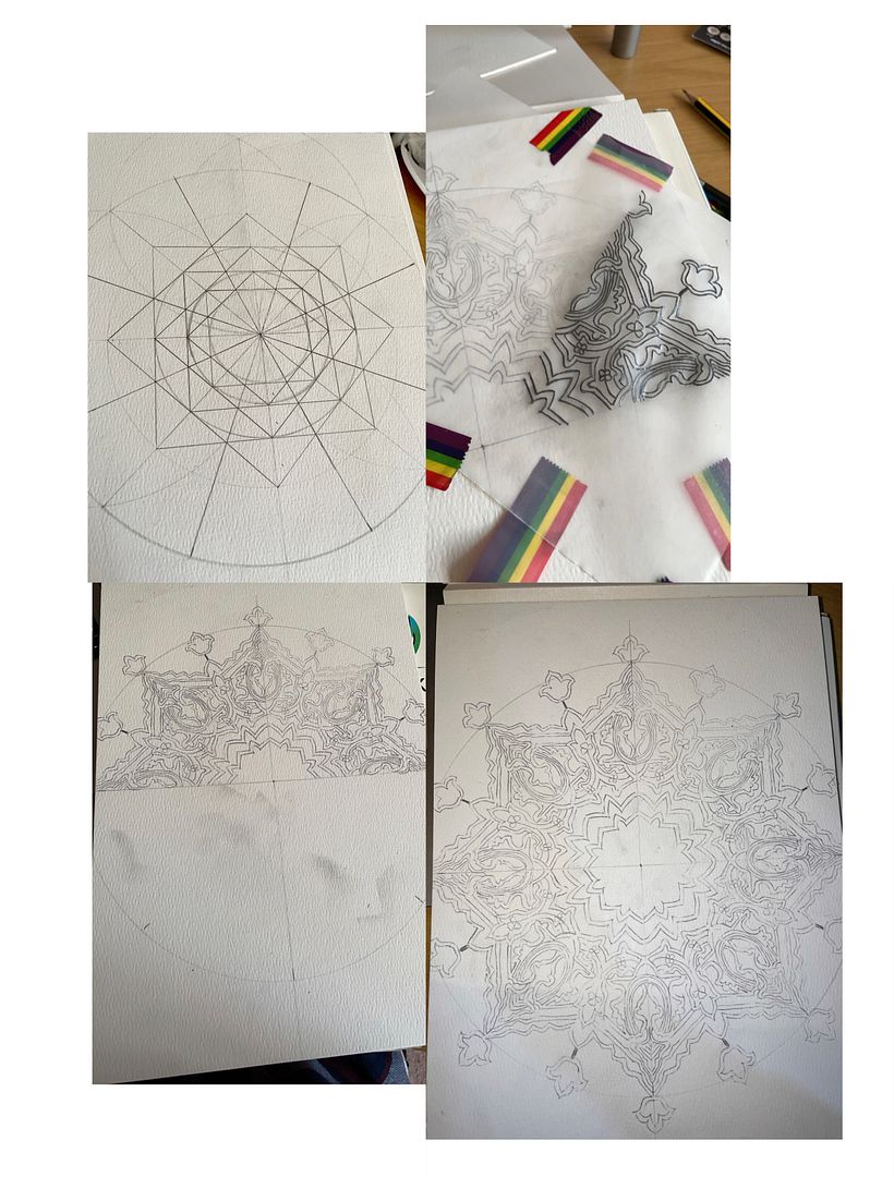 The beginnings of the final pattern. 