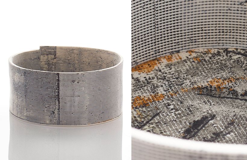 Textures of Time - screen printed, cast porcelain, hand built 2017