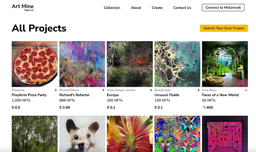 Trabajos disponibles en Art Mine. Imagen: playform.io