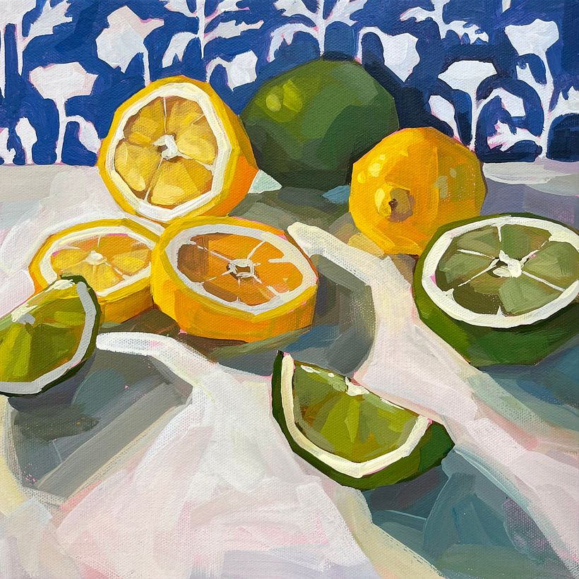 "Lemon Lime" 12" x12" acrylic on canvas