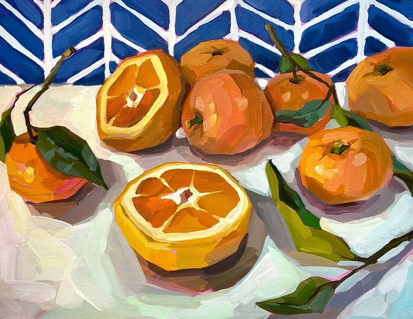 "Marvelous Mandarins" 14" x 11" acrylic on canvas