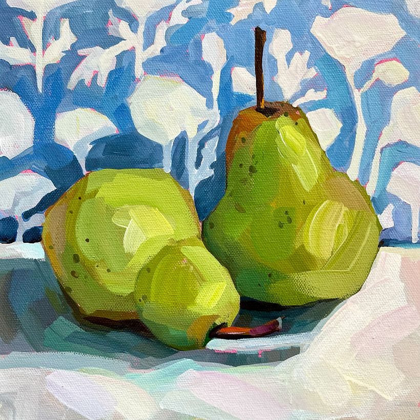 "Pair of Pears" 10" x 10" acrylic on canvas