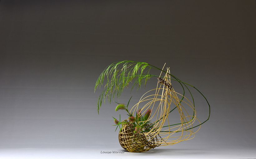 Foraged grasses in a self-made basket