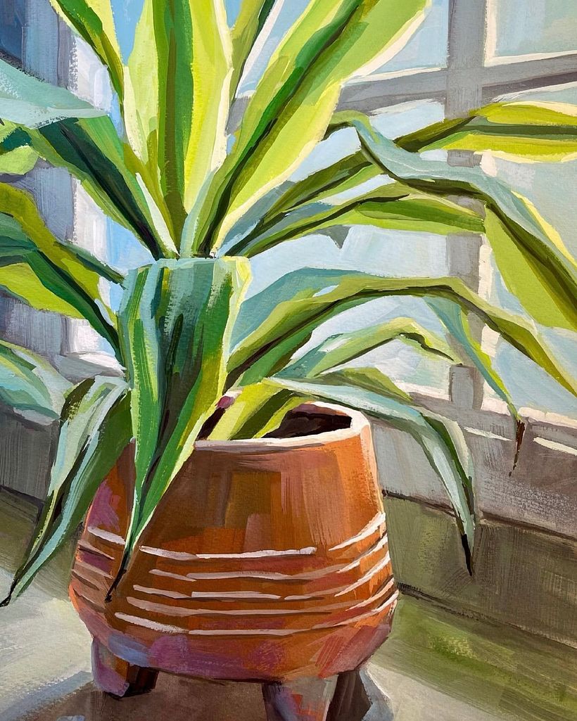 Aqui está mais um desafio de pintura! Eu queria muito capturar a luz do sol brilhando através das folhas.