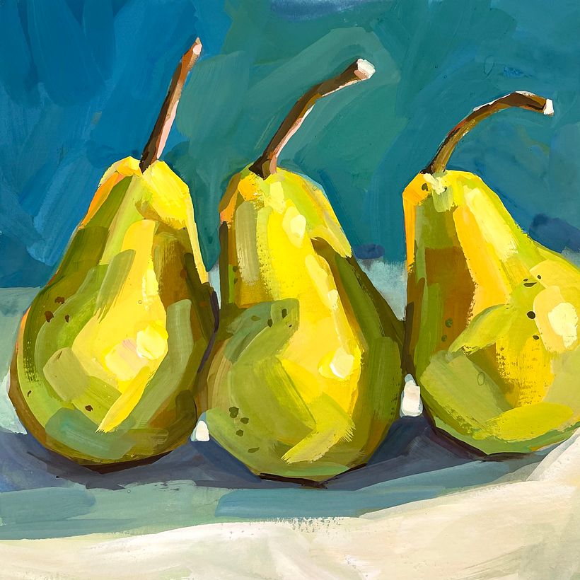Usei uma paleta de cores ousada para essas peras! Super feliz com o resultado :)