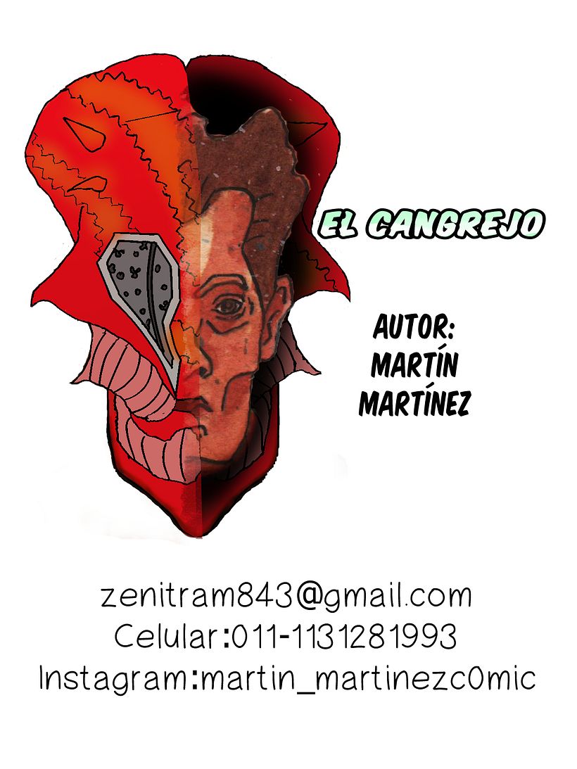 Me decidí por mostrar las dos caras del mismo personaje, un collage de técnicas diferentes.