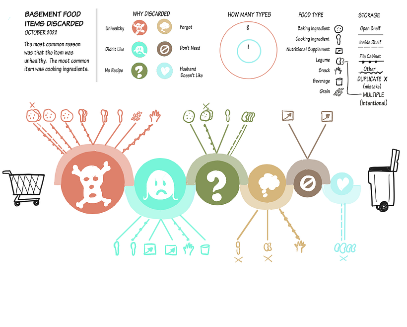 Original concept with icons to make reasons and food types easier to identify / remember