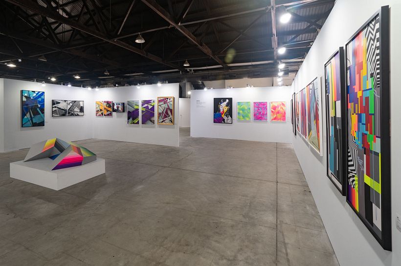 Artworks by Tape That (ltr) Thomas Meißner, Stephan Meißner, Adrian Dittert, Stefan Busch/Infra